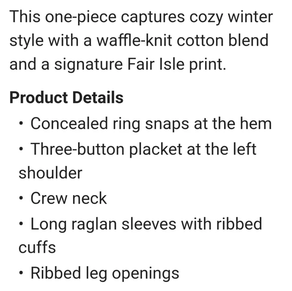 🆕️Ralph Lauren Fair Isles Waffle Knit Coverall
